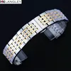 Watch Bands T41 Watch Band Strap Solid Stainless Steel Bracelet Beads BUTTERFLY Buckle 12 13 14 15 16 17 18 19 20 21 22 23 24mm Bands 230619