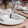 Serviette de table 12PC COTON RESTAURANT DÎNER TISSU LIN BLANC 50x50cm SERVIETTES EL PREMIUM