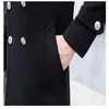 Hommes Trench-Coats Long manteau de poussière Hommes Hiver Chaud Manteau En Tissu De Laine Hommes Double Boutonnage Mince Casual Vestes Solide Affaires Outwear 230620