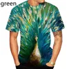 メンズTシャツ夏のスタイルファッションTシャツピーコックメンアンドウィメンカジュアル3Dプリントシャツ