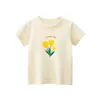 T shirts Summer Cotton T Shirt 2 8T Toddler Kid Baby Girls Clothes Short Sleeve Infant Top Cartoon Flower Print Tee Childrens Tshirt l230620