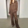 Классическая печатная пижама Лонг Европейская и американская повседневная мода, подходящая для ежедневной одежды леопардовых, дамы пижамы