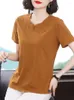 Women's T Shirts Bobokateer V-ringning Chemise Femme Shirt Women kläder Elegant Camisetas Mujer Manga Corta Cotton T-shirty Damskie Dames