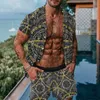 Men's Tracksuits Men Hawaiian Desenta Imprimir verão Shorts de camisa de manga curta Duas paradas casuais de férias casuais