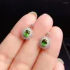 Boucles d'oreilles à tige Le cadeau pour l'anniversaire Boucles d'oreilles en argent sterling 925 avec diopside naturel et véritable