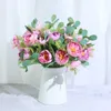 Dried Flowers White Rose Artificial High Quality Peony Bouquet for Christmas Home Wedding Decoration DIY Craft Silk Fake