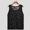 Mannen Tank Tops INCERUN Mannen Mesh Transparante O-hals Mouwloze Zomer Vesten Streetwear Sexy 2023 Stijlvolle Koreaanse Stijl Kleding