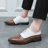 Größe 38-46 Frühling Blau Braun Herren Brogue Schuhe Spitze Business Kleid Schuhe Männer Schnüren Elegante Männer Lederschuhe sapato social