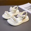 Sandalias de perlas para niñas, zapatos de verano para niños, sandalias para niños, zapatos suaves con punta abierta L230518