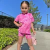 Clothing Sets 1-8Y Kids Children Girls Clothes Set Pink Tie Dye Short Sleeve T Shirts Tops Shorts Pants Summer Baby Girl Clothing Outfits 230620