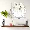 Horloges murales fleur de cerisier fleur printemps jaune gris grande chambre d'enfant montre silencieuse décor de bureau 10 pouces cadeau suspendu