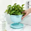 Planters Pots Flower Pot with Tray Lightweight Plastic Flower Vegetable Planters Simple Office Garden Pot for Balcony Garden R230621