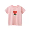 T-shirt T-shirt in cotone estivo 2 8T Toddler Kid Neonate Vestiti manica corta Top infantile Cartoon Flower Print Tee T-shirt per bambini l230620