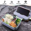 Ensembles de vaisselle Behogar Lunch Box Récipients à bento au micro-ondes avec vaisselle en acier inoxydable pour adultes, enfants, travail scolaire 1200 ml