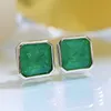 Спид Pansysen Vintage 925 Серебряный серебряный квадрат 3CT 3CT Emerald Gemstone Are Sergs Серьки годовщины коктейль из коктейля