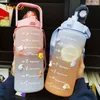 Botellas de agua Botella de agua 2 litros Cute Sport School Office Gym con tapa y popote Escala de tiempo Botellas de bebida motivacionales para niña sin BPA 230620
