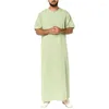 Vêtements ethniques 2023 Design à manches courtes musulman moyen-orient arabe dubaï malaisie hommes chemise fermeture éclair Robe