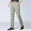 Men's Pants Summer Top Quality Brand Casual Fashion Middle-aged Long Mens Fashions Straight Business Office Wear Trousers Men