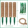 Andra trädgårdsverktyg Coir Totem Coconut Palm Sticks Vine Support Plant Moss Pole Stick för klättringsramväxter Förlängning 230620