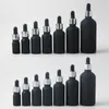 200 x 100ml 50ml 30ml 20ml 15ml 10ml 5mlマットブラックガラスドロッパーボトルガラスエッセンシャルオイルボトル