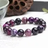 Charme Armbänder 10mm Natürliche Lila Achat Amethyst Armband Mode Perlen Elastische Armreifen Paar Hochzeit Geburtstag Party Schmuck Großhandel