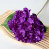 Dekorativa blommor hortensia macrophylla med blad simulering lollipop agaric rund blommor boll te bord dekoration vardagsrum