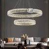 Подвесные лампы современный кольцо хрустальный потолок люстры роскошная атмосфера