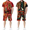 Tute da uomo Dashiki Camicia con stampa africana Set Camicia da uomo casual a maniche corte con risvolto Pantaloncini da spiaggia Abito Stile etnico Coppie Abbigliamento streetwear 230620
