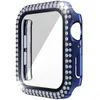 Gehärtetes Glas-Uhrengehäuse für Apple iWatch, schützende Stoßstange, Displayschutz, PC-Doppeldiamant-Strass-geeignete Abdeckung, 40 mm, 42 mm, 44 mm, 41 mm, 45 mm