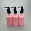 Lagringsflaskor 200 ml x 24 rosa eterisk oljepump plastflaska diy kosmetisk massage fyrkantig behållare tom rengöring