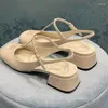 Sandales 2023 été tendance femmes Mary Jane talon haut Muller chaussures boucle creux confortable couleur Pure talons