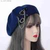 Girl Punk Beret Hat Goth Preppy Style Women Hair Accessories Fashion Beanie JK Hat Summer Breathable Gothic Lolita Hats Cap L230523