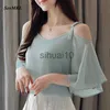 Women's Blouses Shirts SEXMKL Sexy Chiffon Summer Blouse Women 2023 Fashion Casual Butterfly Sleeve Shirt Korean Ladies Tops White Blouses Blusas Mujer J230621