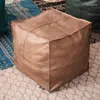 Cuscino Pouf in pelle PU Ricama Artigianato Hassock Poggiapiedi ottomano marocchino nordico Rotondo quadrato Artificiale non imbottito