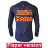 2023 24 Kimpembe PlayerバージョンメンズサッカージャージーサンガメルマルキーニョスロングスリーブVerratti Mbappe N.Mendes Home Blue Away Football Shirts Adult Uniforms