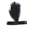 Flapper Ostrich Feather Headband 1920s Flapper Headband 20s Sequined Showgirl Headpiece Great Gatsby Headband with 0621