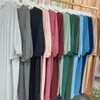 Etnische Kleding Effen Abaya Moslim Lange Jurk Vrouwen Ramadan Eid Crêpe Ballon Mouw Islamitische Jilbab Afrikaanse Jurken Dubai Turkse Bescheidenheid Kaftan 230620