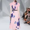 Two Piece Dress Vintage Elegant Floral Print sträckta tröjor Topp A-Line Pleated Midi Long kjolar Fashion Runway 2 PCS Set Casual Outfits 230620