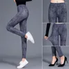 Kvinnors leggings mode super mjuk mjölk silke kaffe jeans tryck fitness sexig silm legins ankel längd byxa för kvinnor