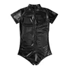 Men's Swimwear Mens Lingerie Catsuit Swimsuit Leather Swimwear Zipper Jumpsuit Leotard Shiny Bodysuit Underwear Gymnastics Suit Swimming SuitHKD230621