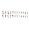 False Nails 24pcs 짧은 관이 불규칙한 줄무늬 잔물결 프랑스 디자인 웨어러블 가짜 인공 프레스 네일 팁