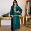 Ubranie etniczne muzułmańskie sukienki Arabskie Dubaj Abaya Afrykańskie sukienki dla kobiet Jalabiya Green Marokańczyka Kaftan z kapturem szat Turkish Islamski Modest 230620