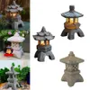 Garden Decorations Garden Decoration Zen Ornaments Solar Powered Tower Chinese Statue Lanterns Solar Lamp Stone Courtyard Pagoda Lantern 230620