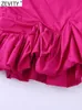 Spódnice Zevity Women Fashion Solid Color Pleted Ruffles Asymetryczna suknia balowa spódnica Faldas Mejr żeńska zamek błyskawiczny slim vestidos QUN1544 J230621