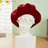 Women Beret Handmade Woolen Felt Art Painter Hats Girl Gift Autumn Winter Vintage Woman Warm Berets Street Fashion L230523