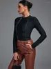 Vrouwen Jassen Lange Mouwen Bandage Top Jas Vrouwen Zwart Bodycon Casual Rits Voor Avondfeest Jas 2023 Herfst Winter aankomst