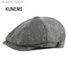 KUNEMS Fashion Beret Hat For Mens Cap Retro Tat Hats Boinas Summer Oddychana czapka słońca Designer Octagonowe Hats Peaky Blinders L230523