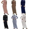 Ethnische Kleidung Abaya Frauen Muslim Langes Kleid Einfarbige elastische Baumwolle Maxi Robe Casual Slim Stretch Sleeve Kleid Naher Osten Ramadan