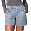 Shorts pour femmes Sergé stretch doux pour femmes Poches latérales courtes Style cowboy Bouton de pantalon Fermeture à glissière sans machine Sensation flatteuse W Q2W3