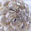 Kwiaty dekoracyjne kryształowe bukiet satynowy kryształowy kość słoniowa zwyczaj ślubny